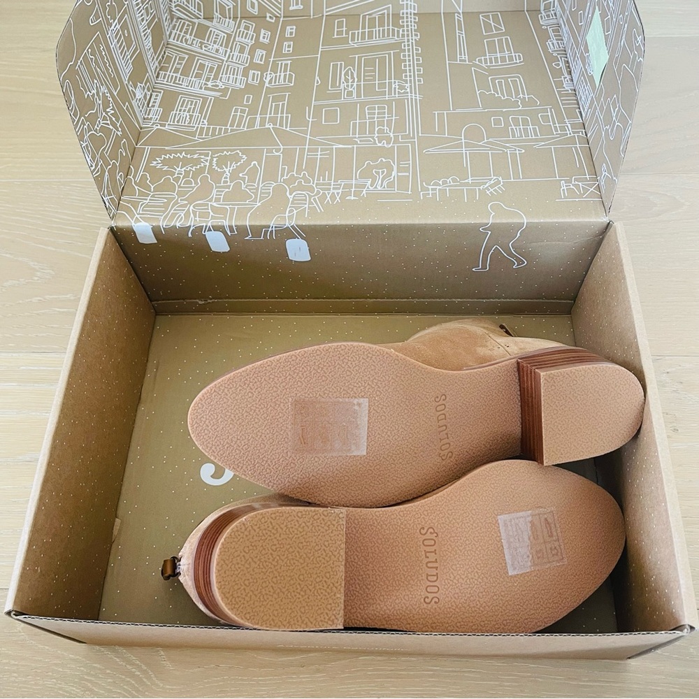 Nib Soludos Venetian Bootie Tan Suede Size 6 - image 6